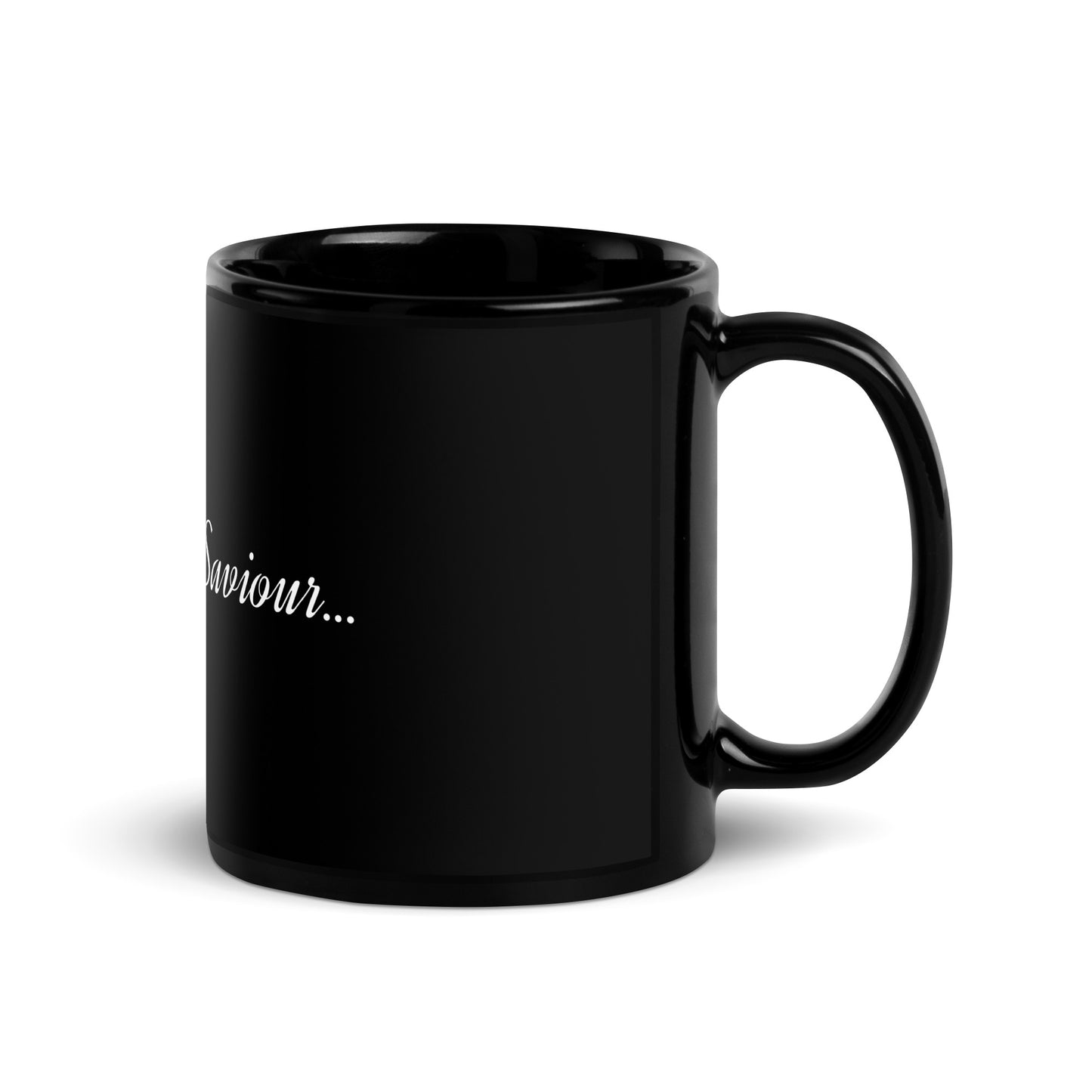 Jesus Our Saviour Black Glossy Mug