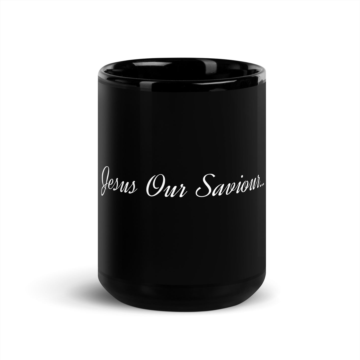 Jesus Our Saviour Black Glossy Mug