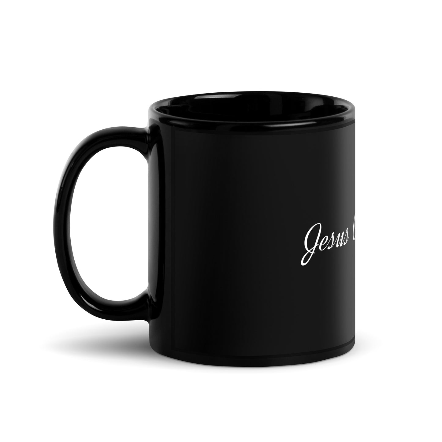 Jesus Our Saviour Black Glossy Mug