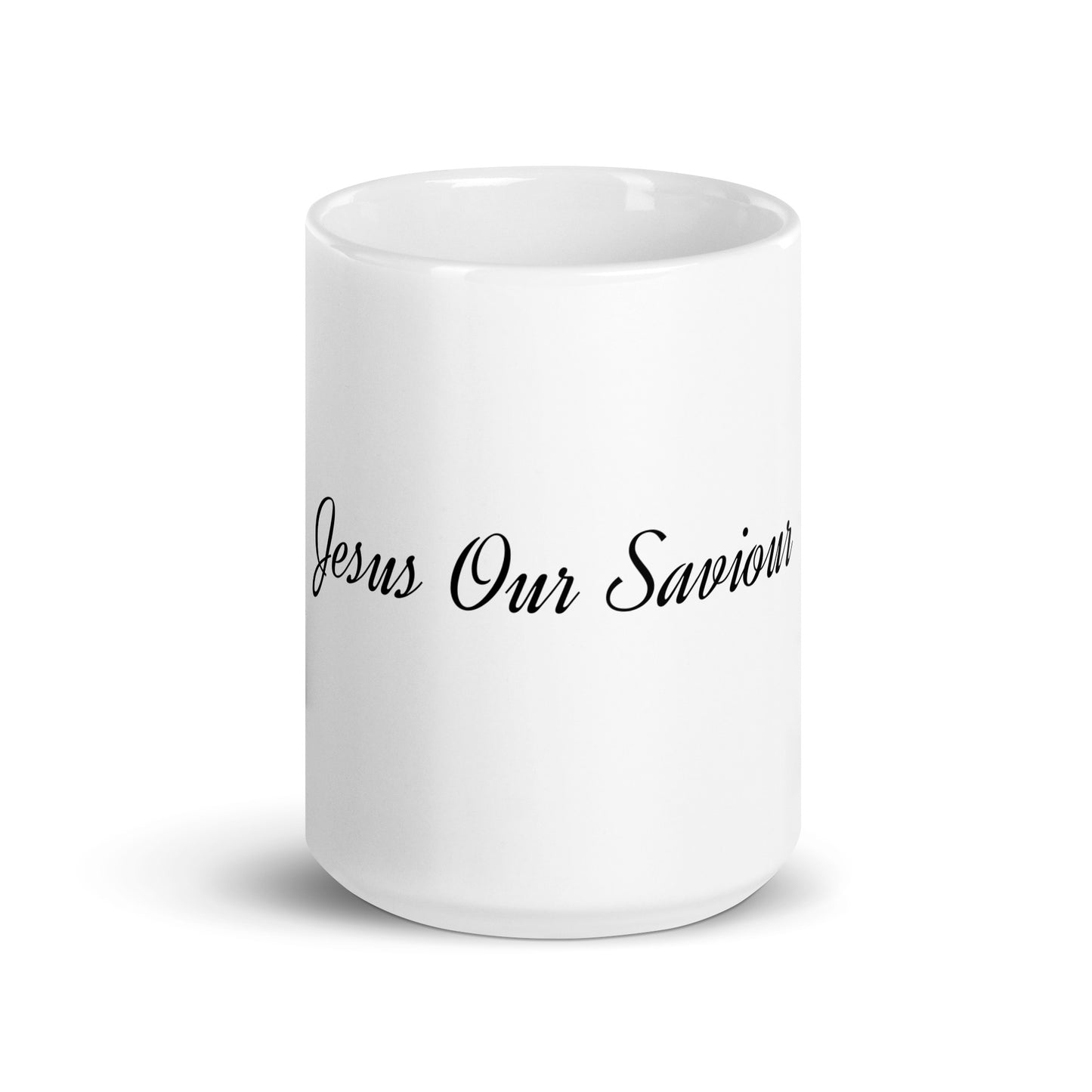 Jesus Our Saviour White glossy mug